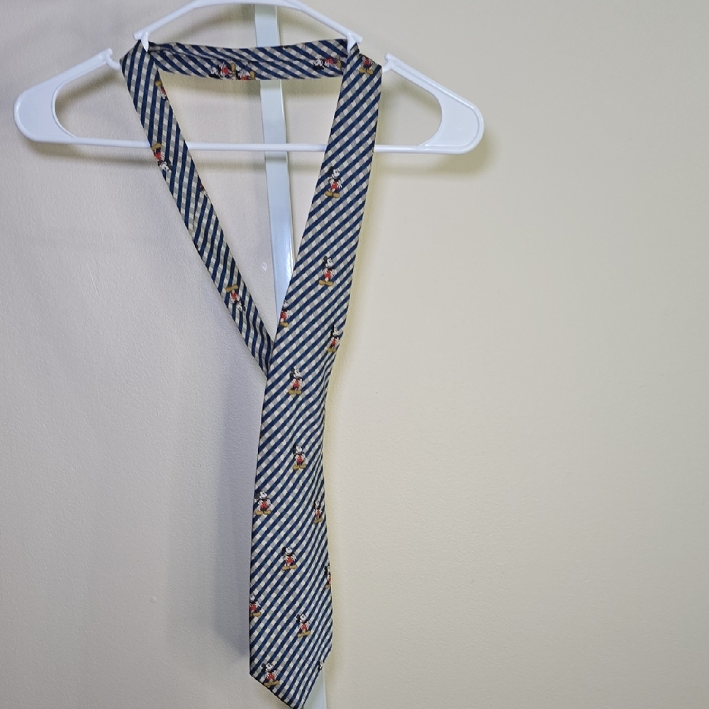 Disney Blue and Cream Striped Mickey Mouse Tie